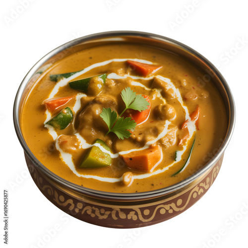 Indian Vegetable Korma in Creamy Curry Sauce Isolated on Transparent Background