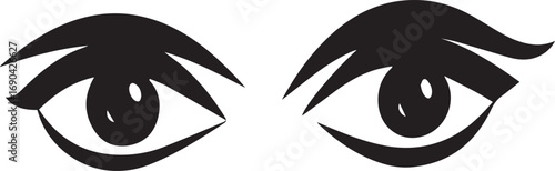 Simple black silhouette of two eyes on a white background silhouette