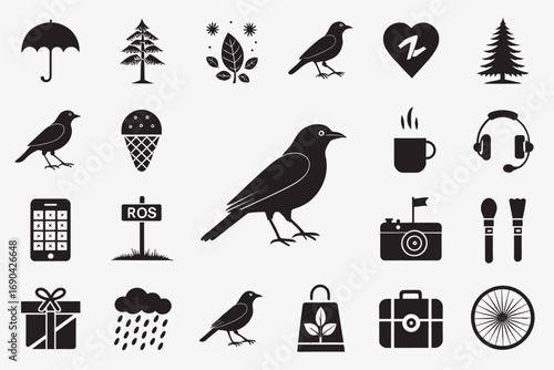 Various transportation icons including cars, boats, and planes  