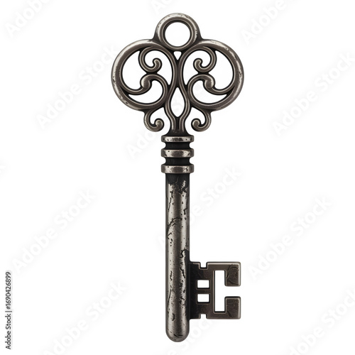 Antique Skeleton Key Isolated on Transparent Background