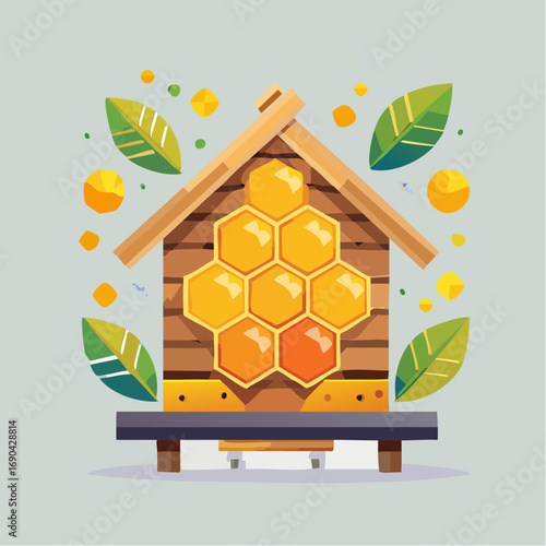 Icône vectorielle minimaliste de ruche apicole