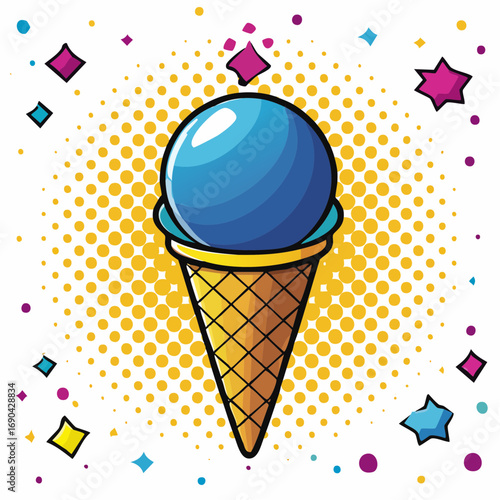 Illustration cartoon stylisée de dessert glacé