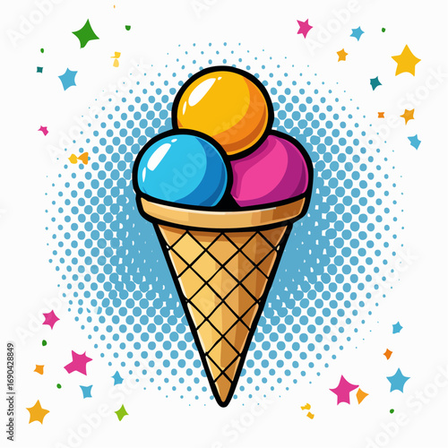 Icône BD vectorielle d’une glace cornet minimaliste