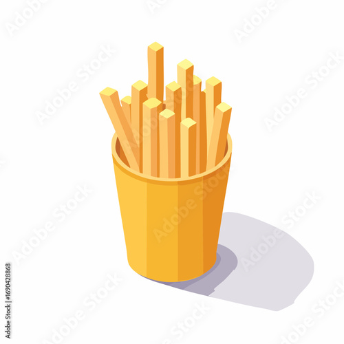 Icône isométrique vectorielle d’un cornet de frites minimaliste