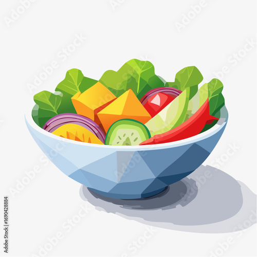 Illustration géométrique stylisée de repas sain
