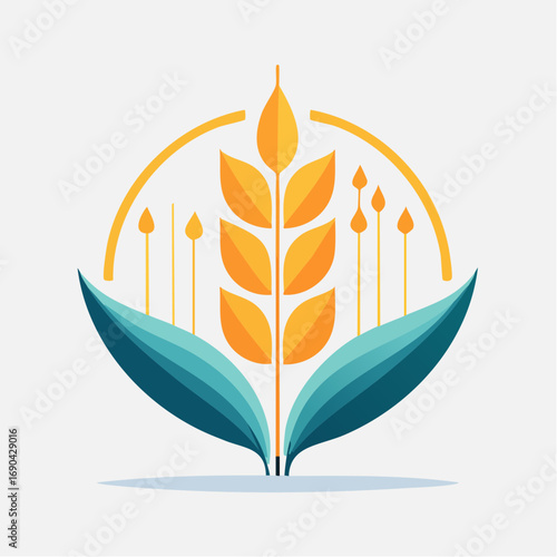 Illustration plate stylisée de récolte agricole
