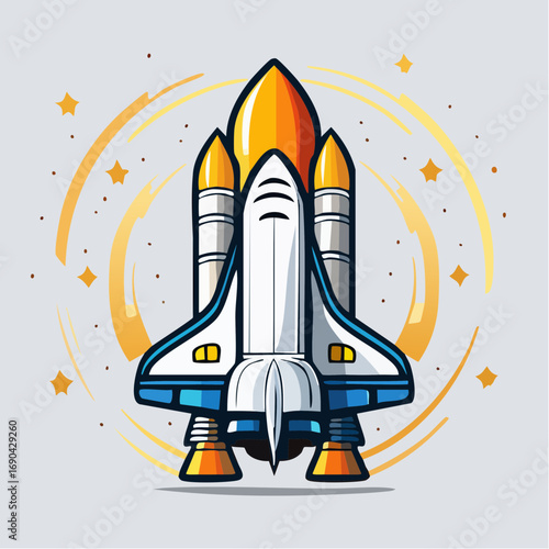 Illustration stylisée d’engin spatial réutilisable