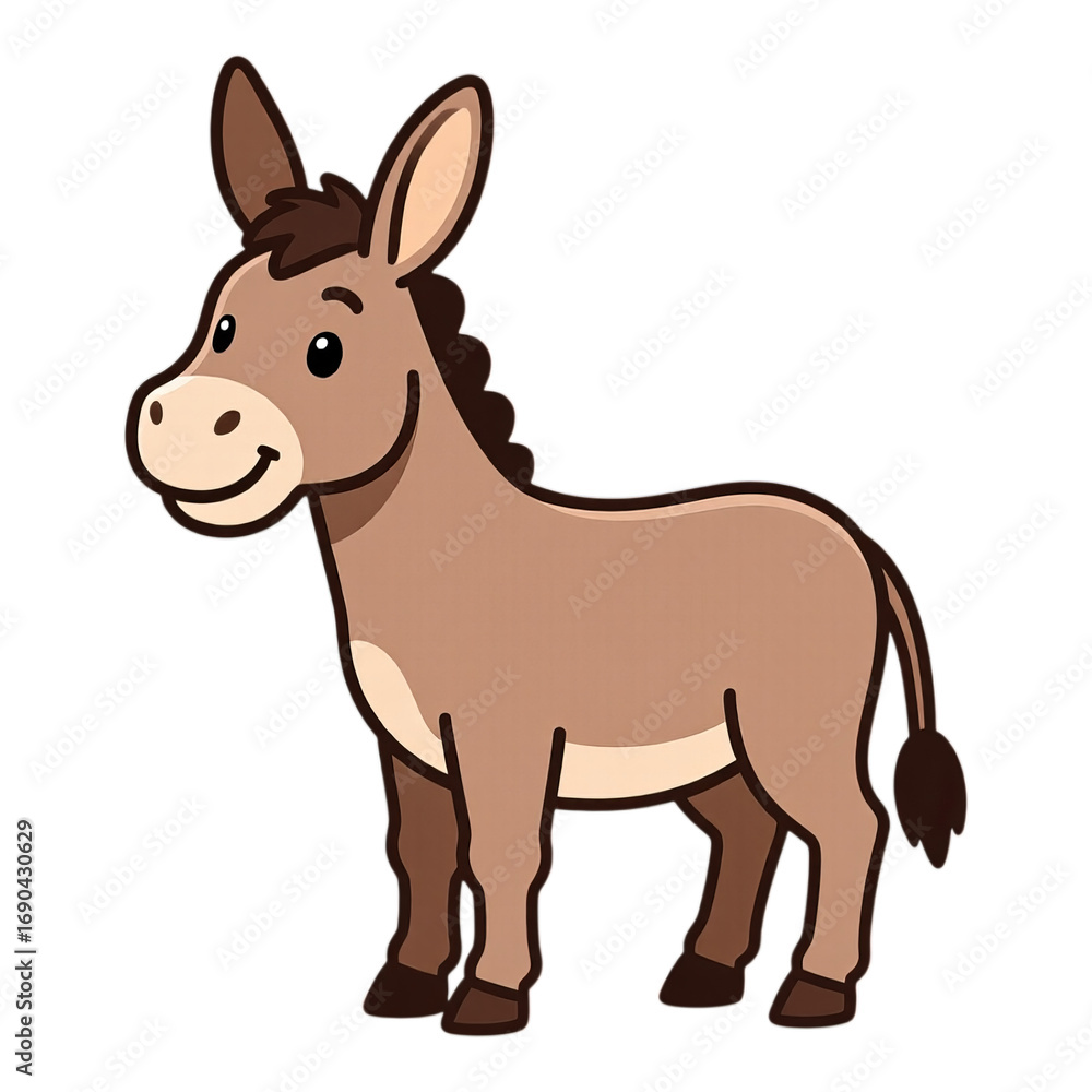 Fototapeta premium Brown Donkey Illustration with Transparent Background, 3D Realism Design Element