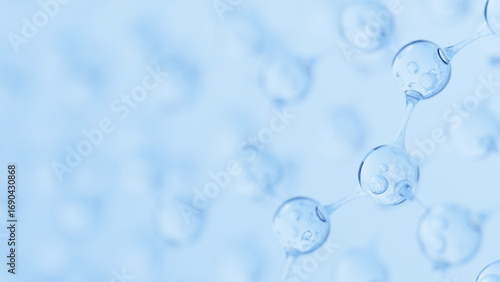 Abstract Molecule and Atom Structure Model - Science, Medical Background, Skincare Technology, and Cosmetic Innovation. 3d rendering.