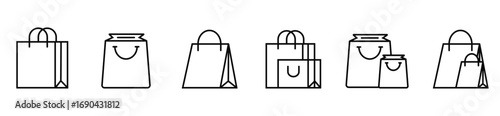 Shopping Bag Icon Set for Retail and E-Commerce Design