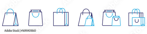 Commercial and Retail Shopping Bag Icon Collection in Outline