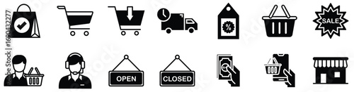 Shopping and Store Icon Set for Online Purchase and Retail