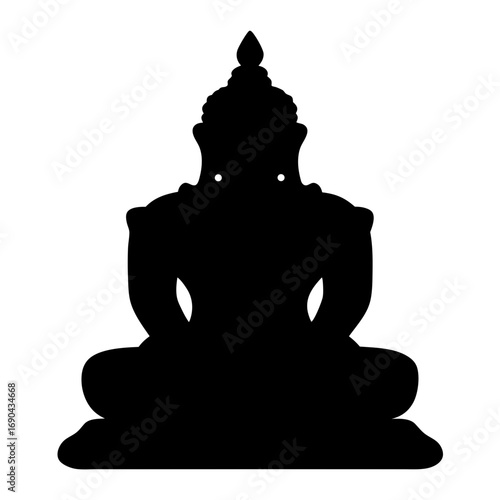 Silhouette vector art of a seated buddha statue for meditation and spirituality