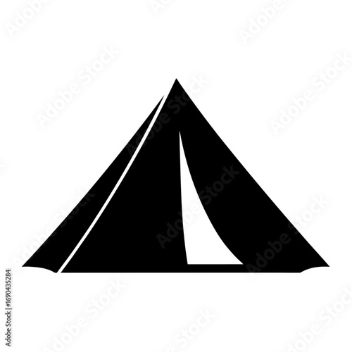 Silhouette vector camping tent icon for outdoor adventure and travel graphics