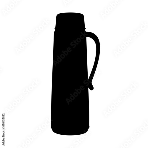 Silhouette vector of thermos bottle with handle for design applications