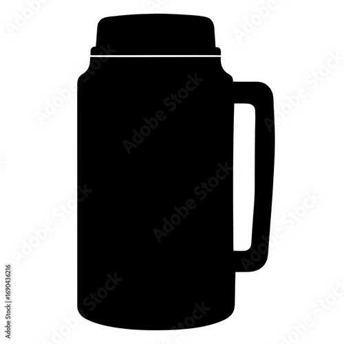 Silhouette vector art of a travel mug with handle ideal for microstock sites