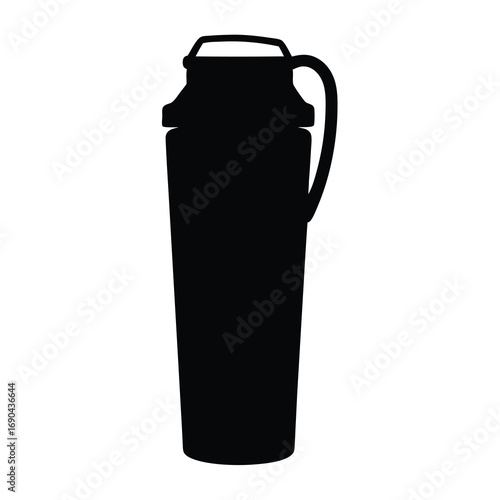 Tall silhouette vector of a vintage milk churn with handle for design