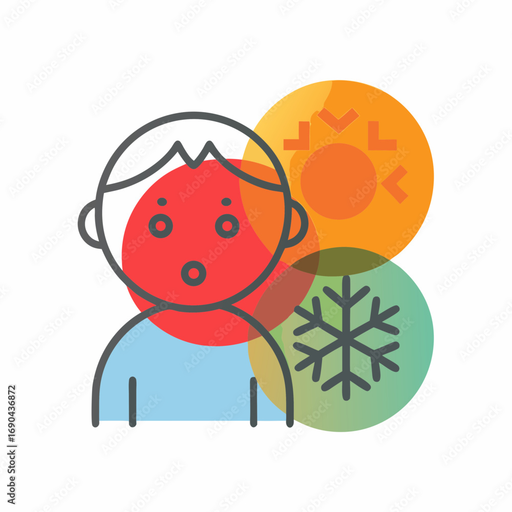 Obraz premium Toddler with red cheeks from cold in a colorful abstract style 