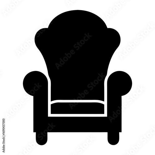 Elegant armchair silhouette vector icon for interior design and furniture concepts