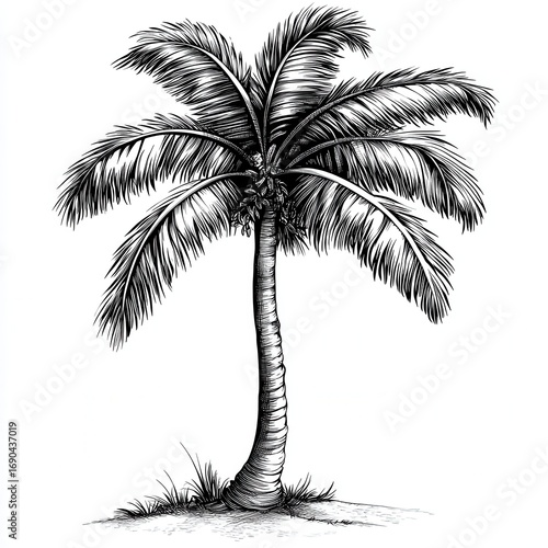 Pencil drawing of a palm tree