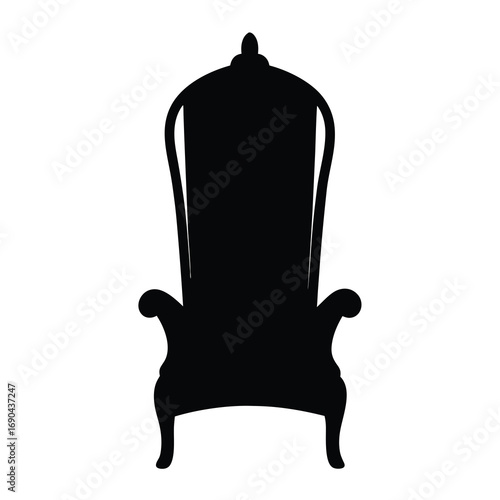 Silhouette vector of ornate throne chair iconic regal symbol isolated graphic design