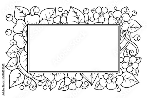 Frame in eastern tradition. Stylized with henna tattoos decorative pattern for decorating covers for book, notebook, casket, magazine, postcard and folder. Flower border in mehndi style.