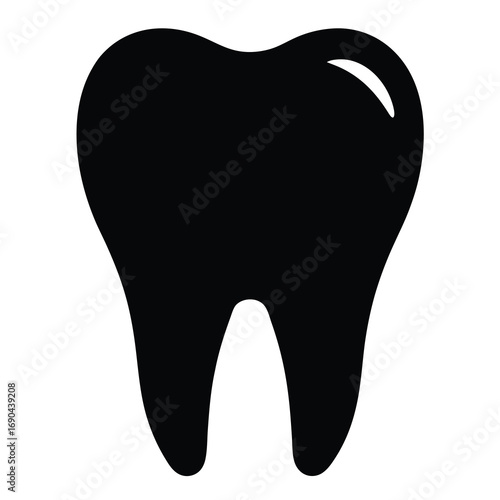 Simple black silhouette vector of a tooth for dental health and hygiene concepts