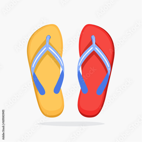 Pair Of Yellow And Red Flip Flops