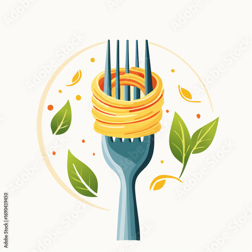 Forkful Of Pasta Rings On White Background