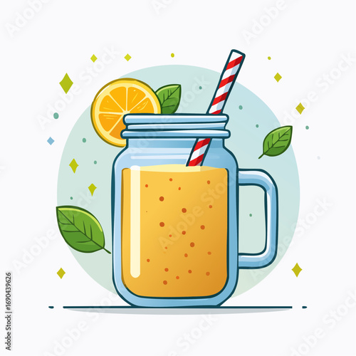 Vibrant Yellow Smoothie In Glass Jar