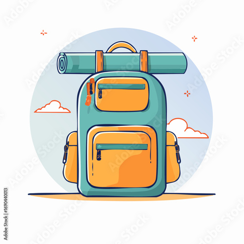 Colorful Cartoon Backpack with Yoga Mat