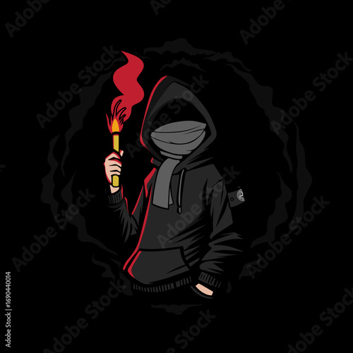 ultras ultra hooligan hools burning smoke in the hand vector design