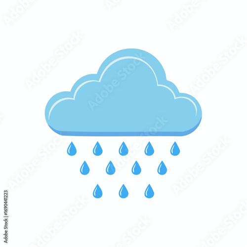Rain cloud with falling raindrops, conveying weather and freshness.