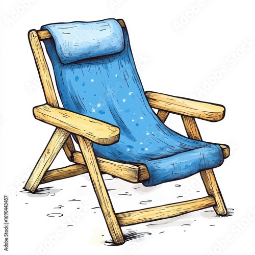 Wallpaper Mural Blue wooden pool side chair cartoon drawing Torontodigital.ca