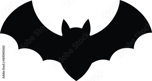 Bat Silhouette on White Background with Extended Wing Span Design