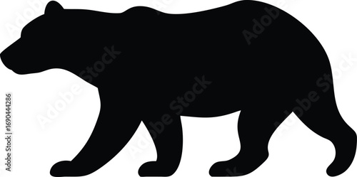 Black Bear Walking Silhouette on White Background Wildlife Animal Icon