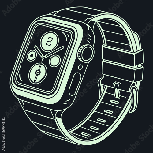 Futuristic smartwatch product photo, glowing interface, dark background, hyper-realistic reflections, 8K HDR"