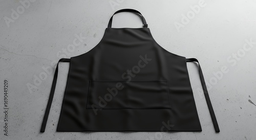 Black Apron Mockup Flat Lay Studio Shot for Branding and Advertising Projects