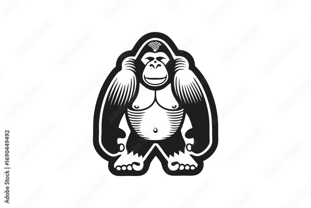 Fototapeta premium Gorilla Silhouette Mascot Design in Flat Style on White Background