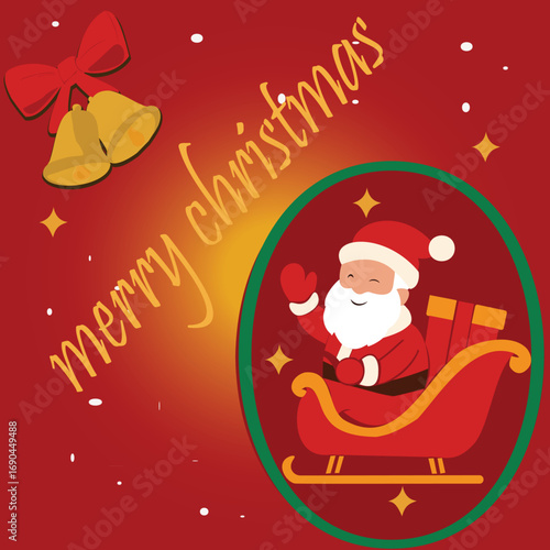 santa claus red backgrund with bell