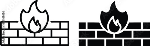 Firewall Icon Vector, Network Security Symbol, Cyber Protection Silhouette Illustration