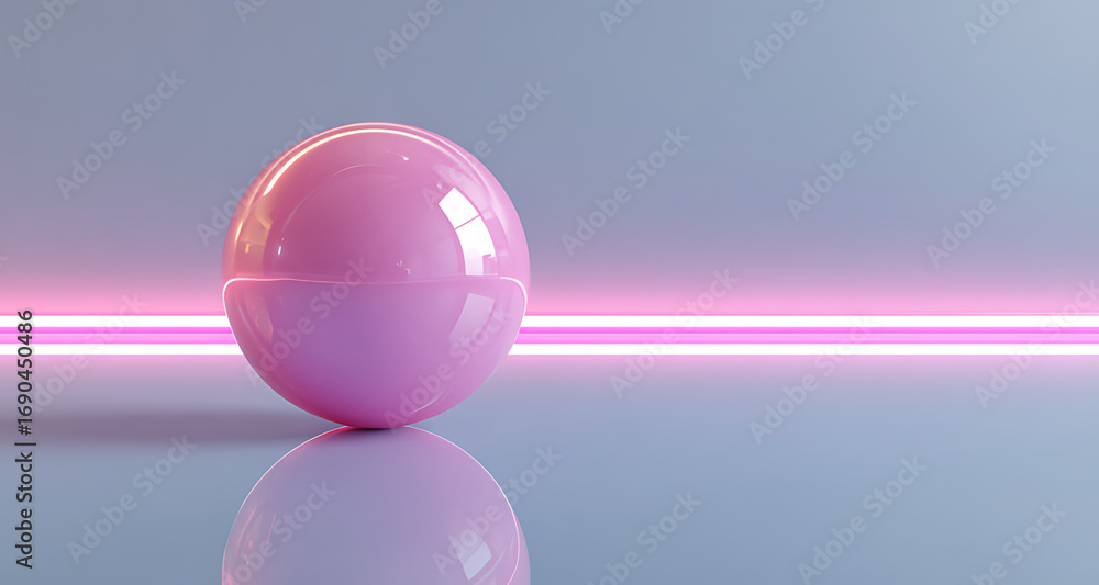 Obraz premium 3d render of a pink ball rolling on the floor with a bowling ball