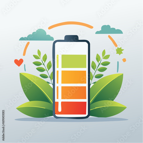 Battery Charging Eco Friendly Illustration