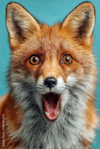 Wallpaper Mural fox face. Open mouth. Surprise, shock, paws on head on color background. Space for text. Torontodigital.ca