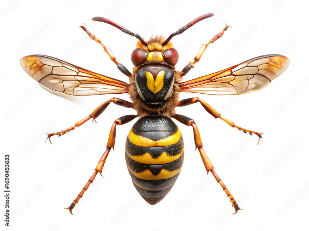 Fototapeta premium Yellow striped insect isolated on a transparent background