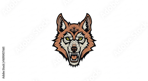 Illustration of angry wolf head vector drawing design template for mascot logo and artwork concept design