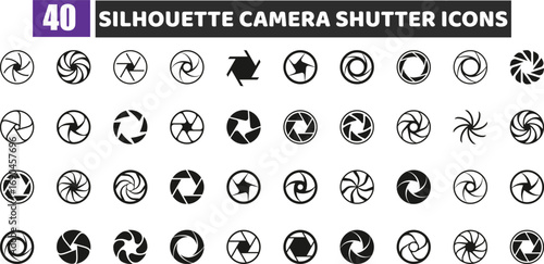Camera Shutter and Aperture Silhouette Vector Set
