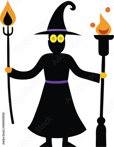 silhouettes of wizards, witches, and sorcerers