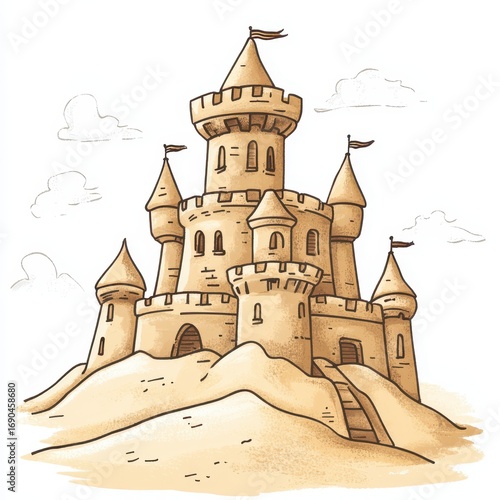 Wallpaper Mural Sandcastle illustration on a white background Torontodigital.ca