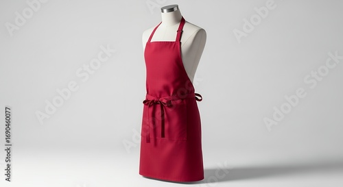 Red Apron on Mannequin Studio Shot Perfect for Cooking Baking or Restaurant Branding